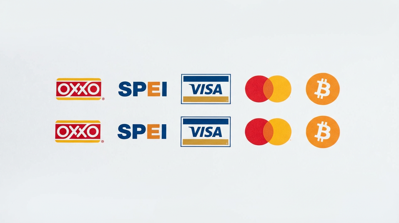 Métodos de pago: OXXO, SPEI, Visa, Mastercard